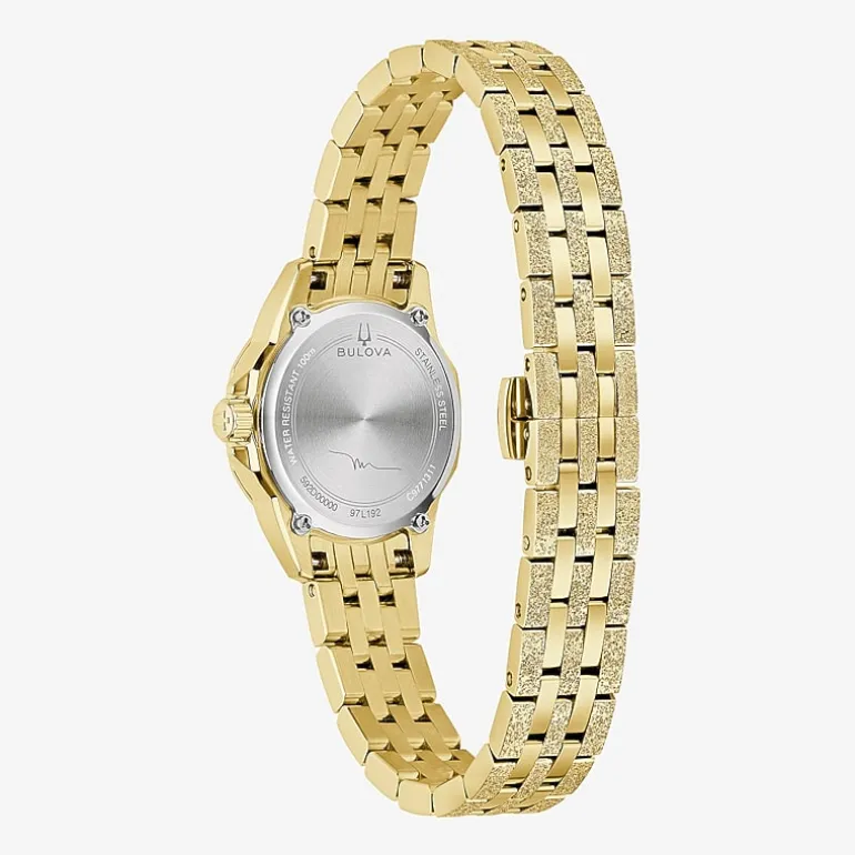 Bulova Womens Gold Tone Stainless Steel Bracelet Watch 97l192