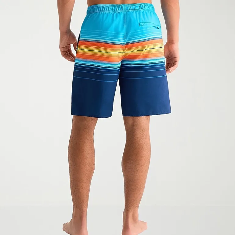 Burnside Mens Drawstring Waist 8" Striped Swim Trunks