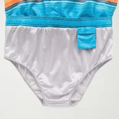 Burnside Mens Drawstring Waist 8" Striped Swim Trunks
