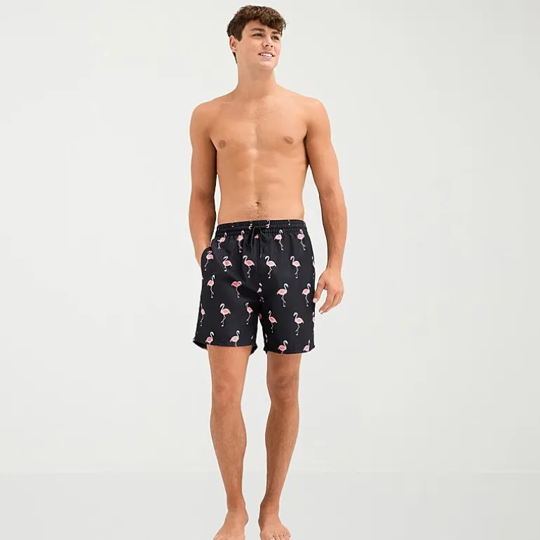 Burnside Mens Drawstring Waist 6" Animal Swim Trunks