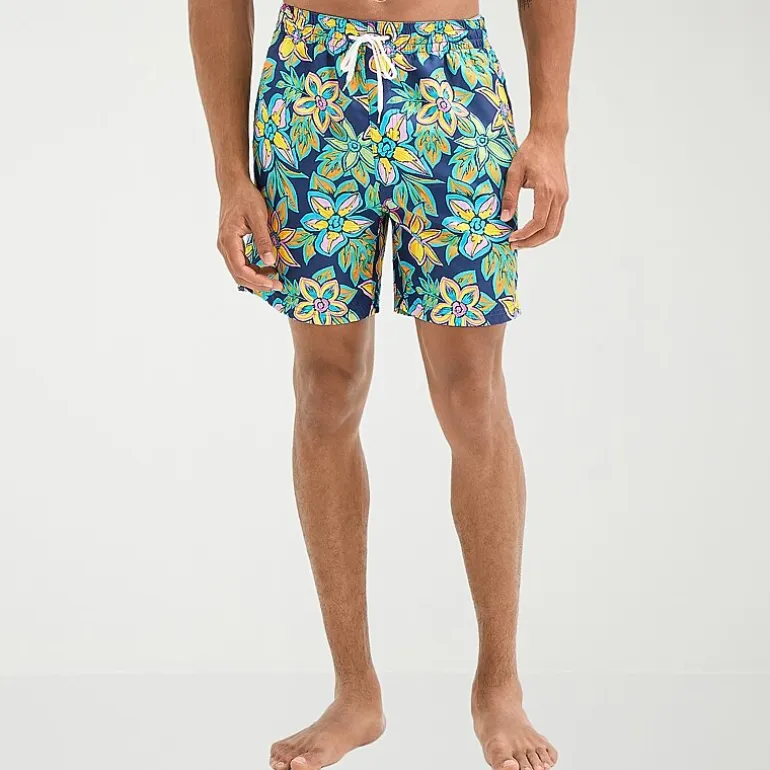 Burnside Mens Drawstring Waist 6" Floral Swim Trunks