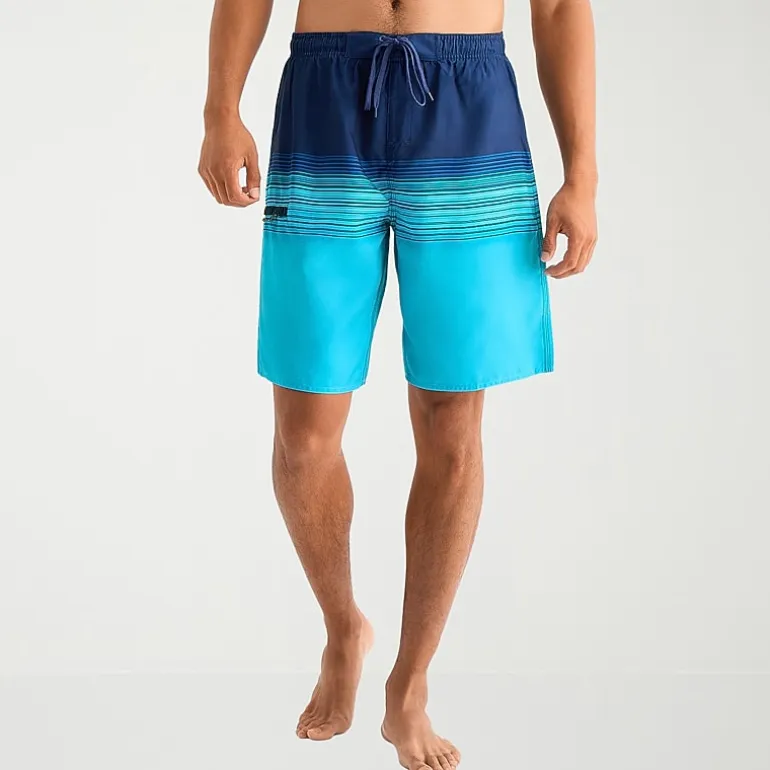 Burnside Mens Drawstring Waist 8" Striped Swim Trunks
