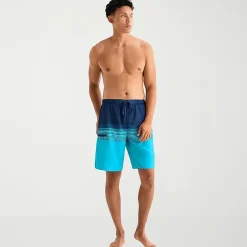 Burnside Mens Drawstring Waist 8" Striped Swim Trunks