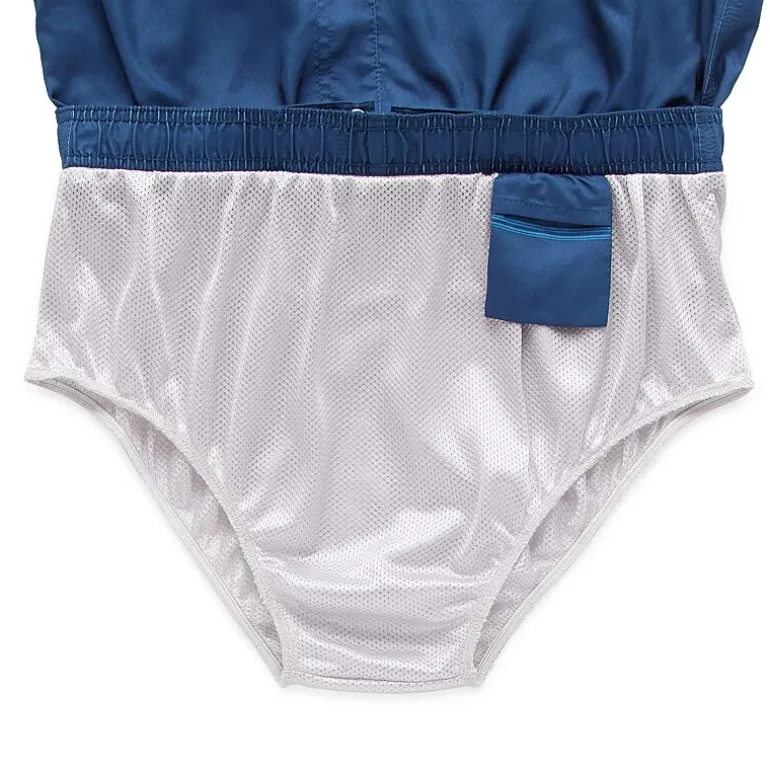 Burnside Mens Drawstring Waist 8" Striped Swim Trunks