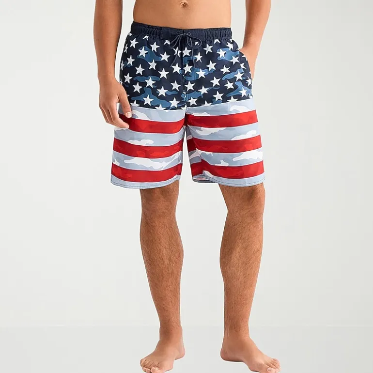 Burnside Mens Drawstring Waist 8" Holiday Swim Trunks