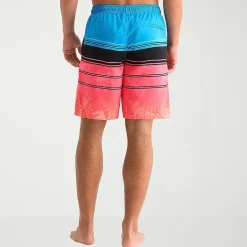 Burnside Mens Drawstring Waist 8" Striped Swim Trunks