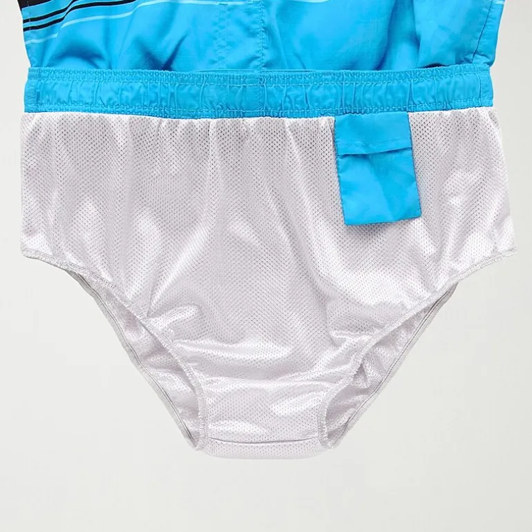 Burnside Mens Drawstring Waist 8" Striped Swim Trunks