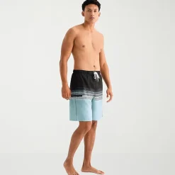 Burnside Mens Drawstring Waist 8" Striped Swim Trunks