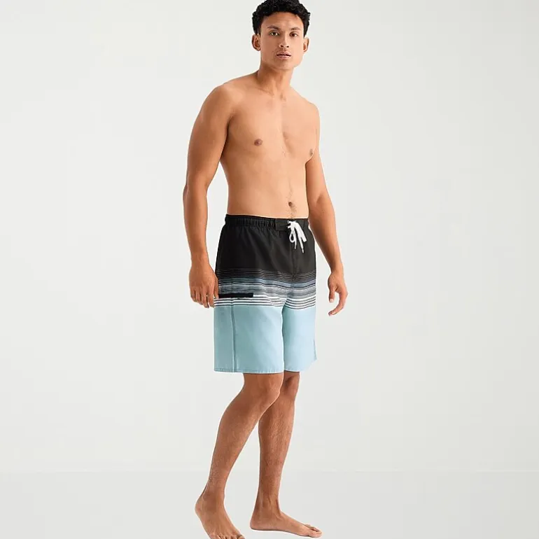 Burnside Mens Drawstring Waist 8" Striped Swim Trunks