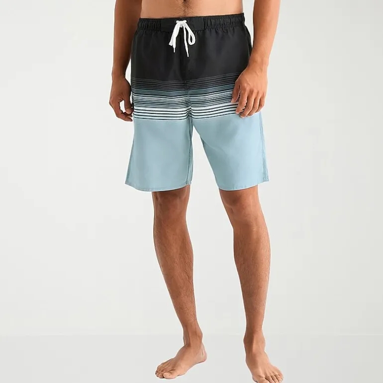 Burnside Mens Drawstring Waist 8" Striped Swim Trunks