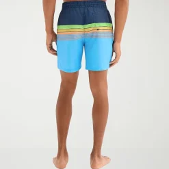 Burnside Mens Drawstring Waist 6" Striped Swim Trunks