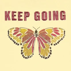 Butterfly Keep Going Boyfriend Tee Womens Juniors Crew Neck Short Sleeve Regular Fit Graphic T-Shirt