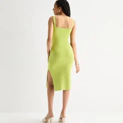 by&by Womens Juniors Sleeveless Leaf Midi Sweater Dress