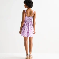by&by Womens Juniors Sweetheart Neck Sleeveless Floral Fit + Flare Dress