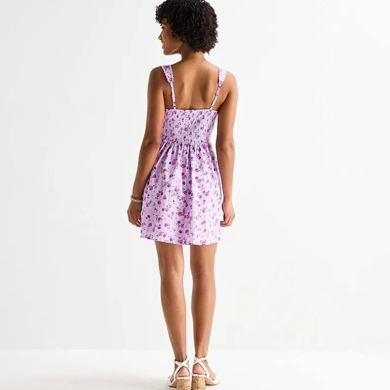 by&by Womens Juniors Sweetheart Neck Sleeveless Floral Fit + Flare Dress