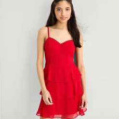 by&by Womens Juniors Sweetheart Neck Sleeveless Fit + Flare Dress