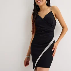 by&by Womens Juniors V Neck Short Sleeve Bodycon Dress