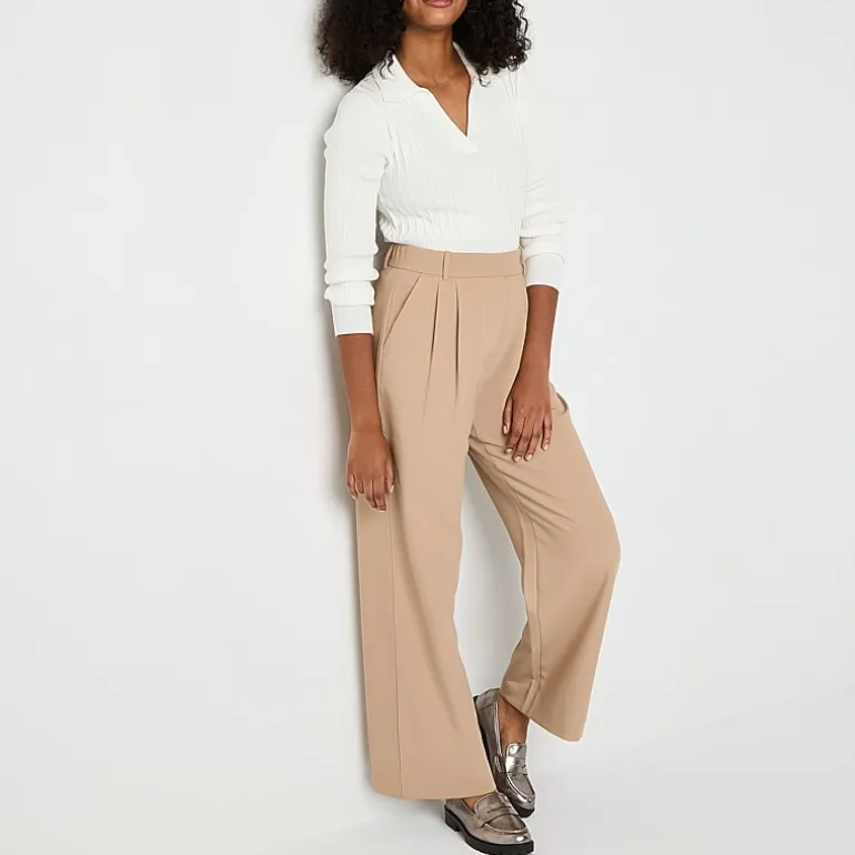 by&by Womens Juniors Wide Leg High Rise Trouser