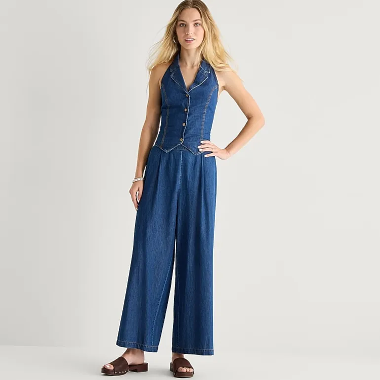 by&by Womens Juniors Wide Leg Mid Rise Trouser