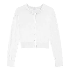 Byer California Girls Round Neck Long Sleeve Button Cardigan