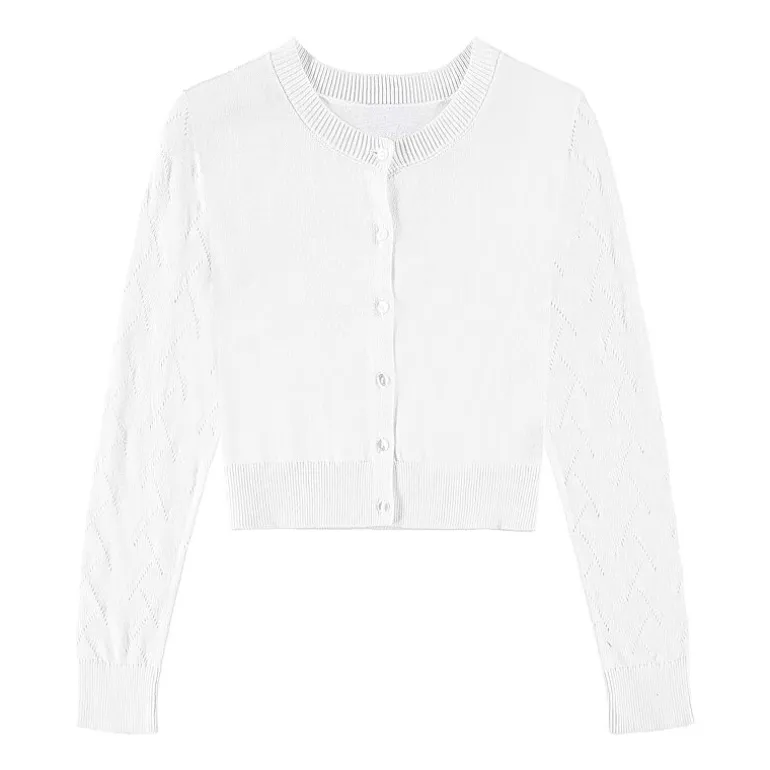 Byer California Girls Round Neck Long Sleeve Button Cardigan