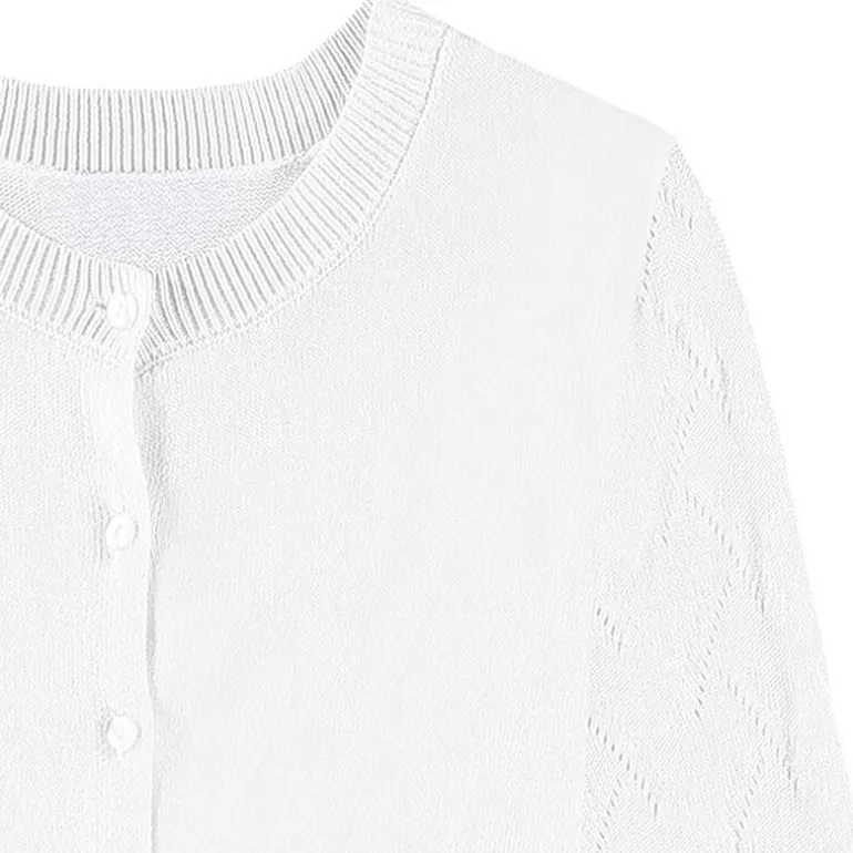 Byer California Girls Round Neck Long Sleeve Button Cardigan