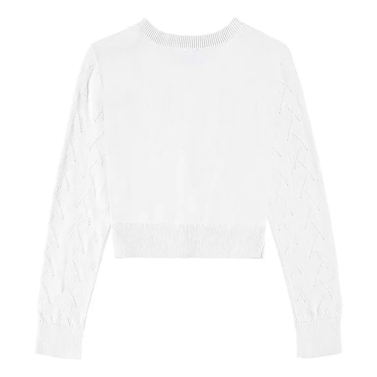 Byer California Girls Round Neck Long Sleeve Button Cardigan