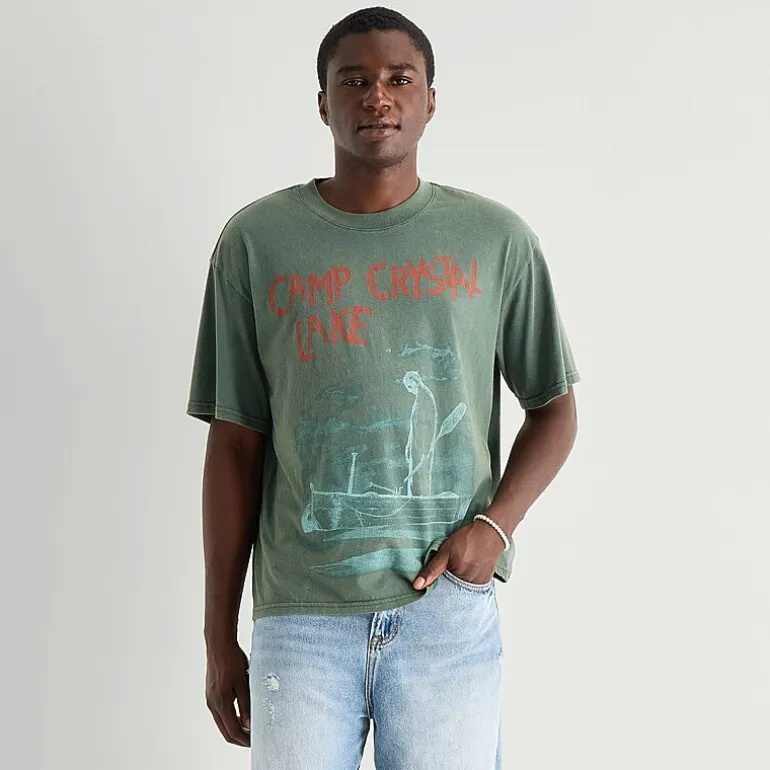 Camp Crystal Mens Crew Neck Short Sleeve Boxy Fit Graphic T-Shirt