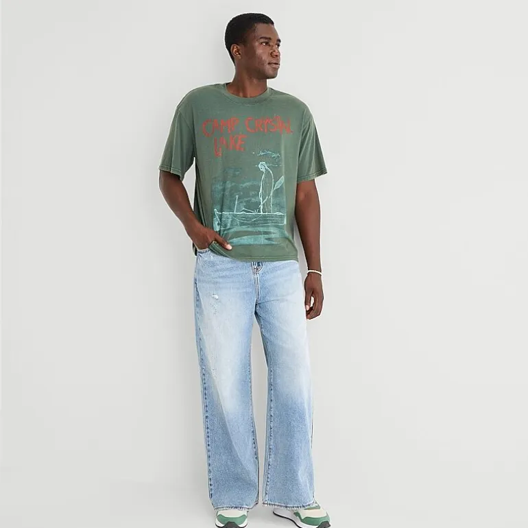 Camp Crystal Mens Crew Neck Short Sleeve Boxy Fit Graphic T-Shirt