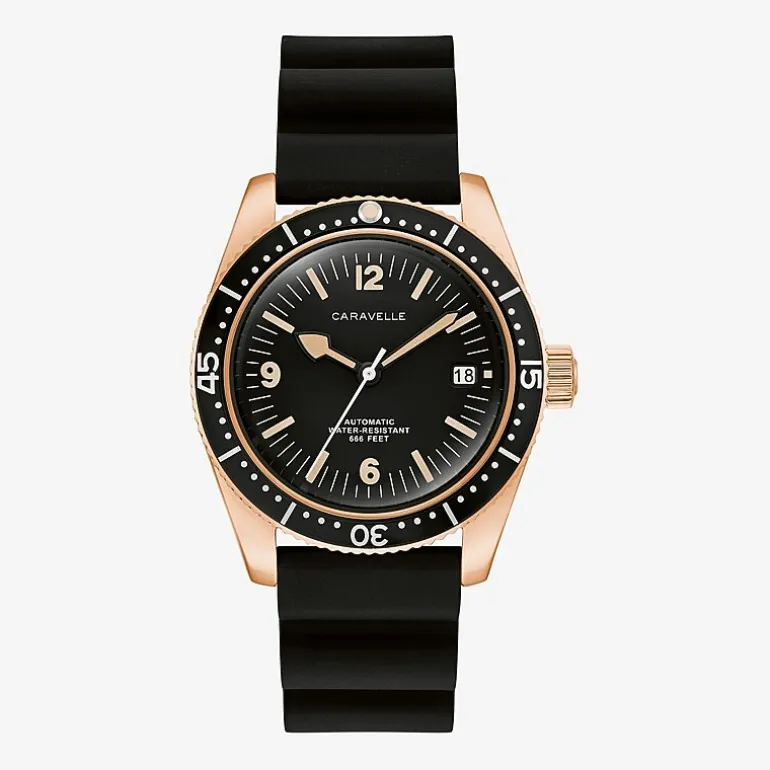 Caravelle Designed By Bulova Mens Black Strap Watch 44b130