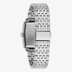 Caravelle Designed By Bulova Mens Diamond Accent Silver Tone Stainless Steel Bracelet Watch 43d108