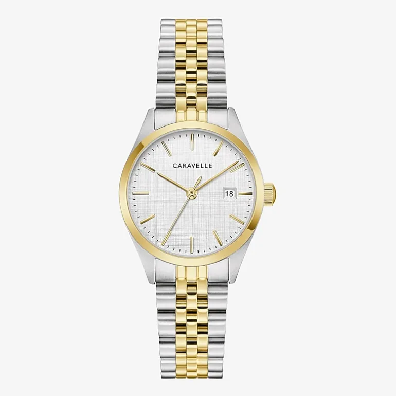 Caravelle Designed By Bulova Womens Two Tone Stainless Steel Bracelet Watch 45m121