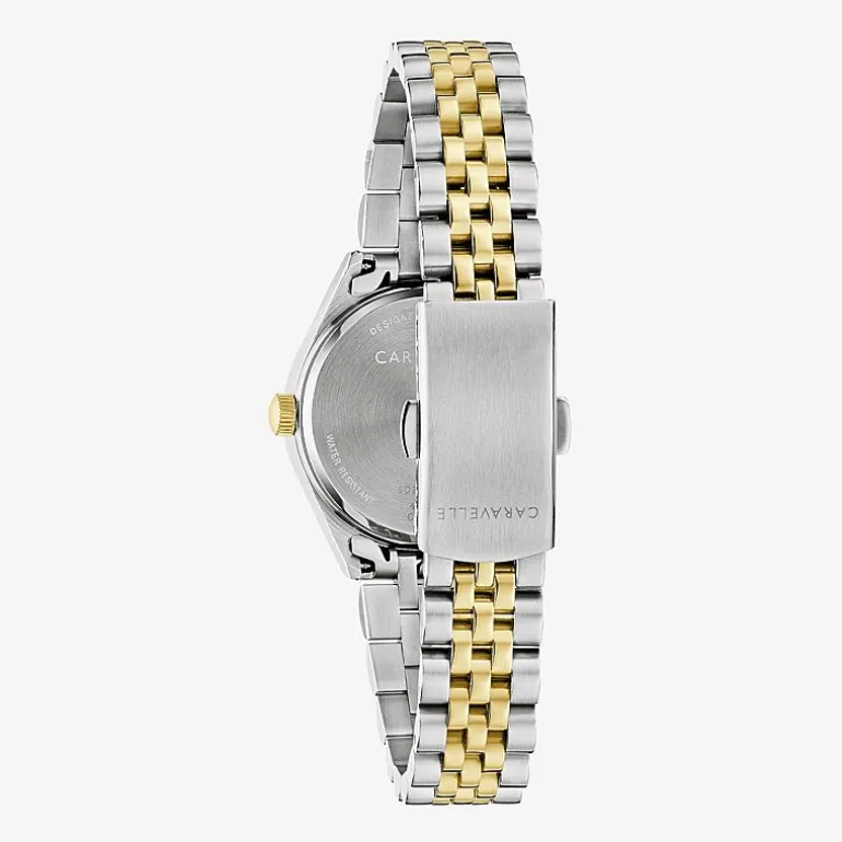 Caravelle Designed By Bulova Womens Two Tone Stainless Steel Bracelet Watch 45m121