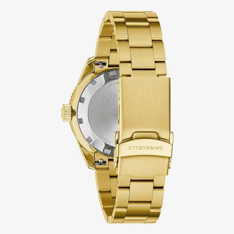 Caravelle Designed By Bulova Mens Gold Tone Stainless Steel Bracelet Watch 44b128