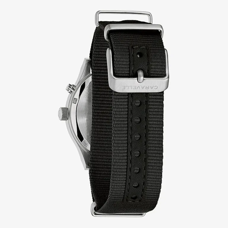 Caravelle Designed By Bulova Mens Black Strap Watch 43c125