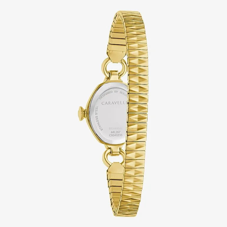 Caravelle Designed By Bulova Womens Gold Tone Stainless Steel Expansion Watch 44l267