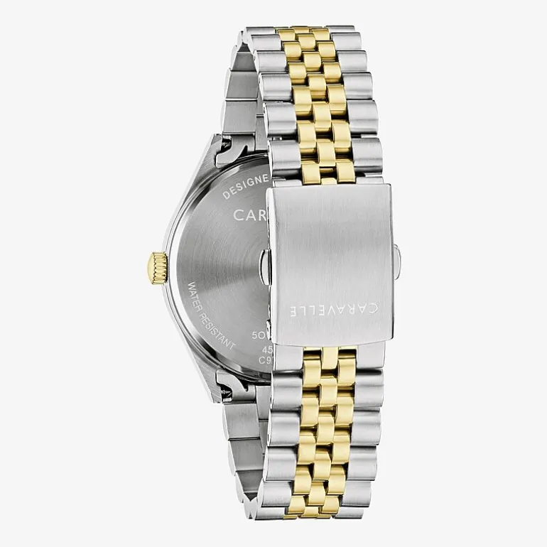 Caravelle Designed By Bulova Mens Two Tone Stainless Steel Bracelet Watch 45b163