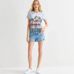Car Baby Tee Womens Juniors Crew Neck Short Sleeve Fitted Graphic T-Shirt