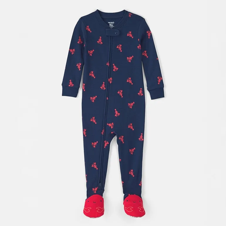 Carter's Baby Boys Footed Round Neck Long Sleeve One Piece Pajama