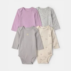 Carter's Baby Girls Crew Neck Long Sleeve Rib 4-pc. Bodysuit