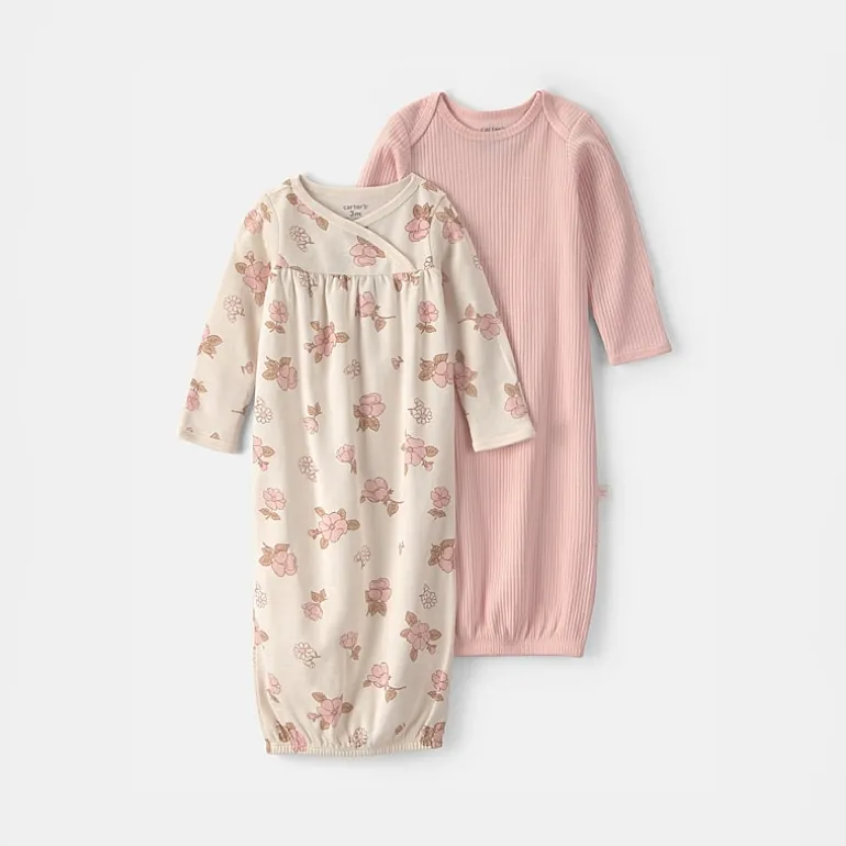 Carter's Baby Girls Crew Neck Long Sleeve 2-pc. Nightgown