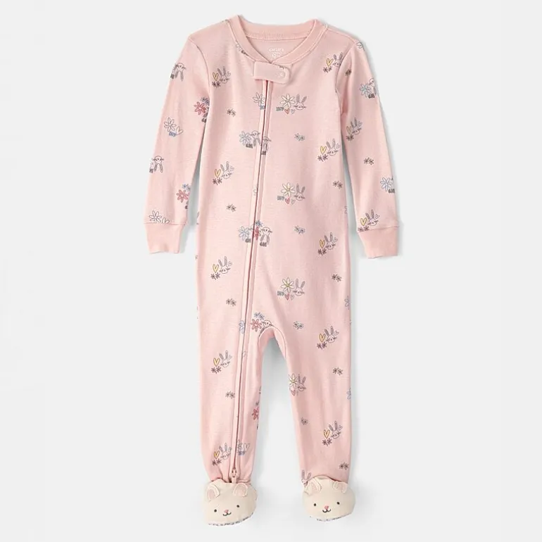 Carter's Baby Girls Footed Round Neck Long Sleeve One Piece Pajama