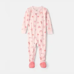 Carter's Baby Girls Footed Round Neck Long Sleeve One Piece Pajama