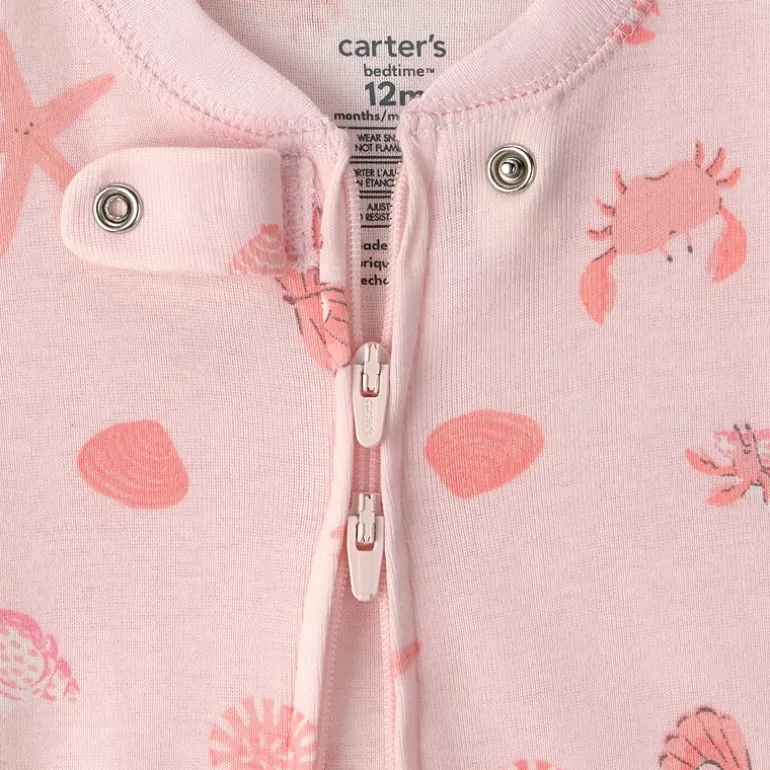 Carter's Baby Girls Footed Round Neck Long Sleeve One Piece Pajama