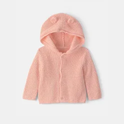Carter's Baby Girls Hooded Long Sleeve Button Rib Knit Cardigan