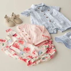 Carter's Baby Girls Round Neck Sleeveless Romper Set
