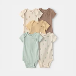 Carter's Baby Unisex Crew Neck Short Sleeve Rib 5-pc. Bodysuit