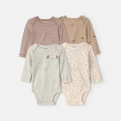 Carter's Baby Unisex Crew Neck Long Sleeve Rib 4-pc. Bodysuit