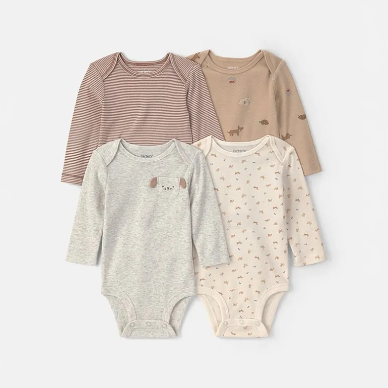 Carter's Baby Unisex Crew Neck Long Sleeve Rib 4-pc. Bodysuit