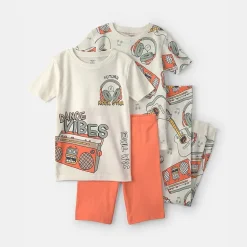Carter's Little & Big Kid Boys Rib Crew Neck Short Sleeve 4-pc. Pajama Set